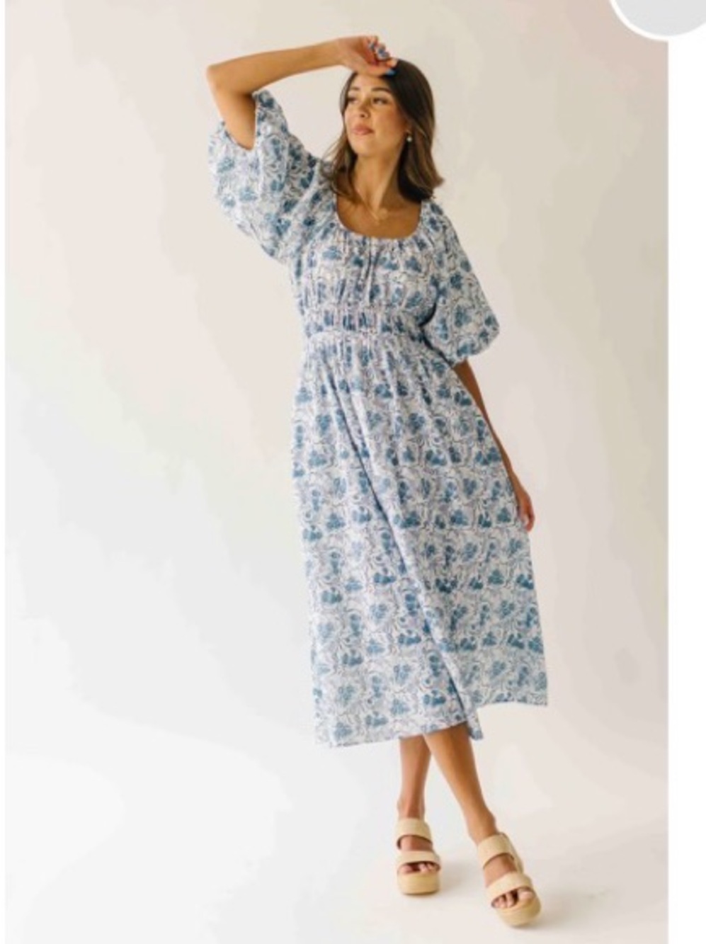 Piper & Scoot White and Blue Floral Midi Dress - Picture 4 of 4
